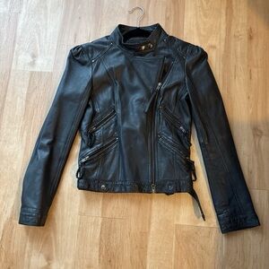 Aqua Black Leather Women's Jacket